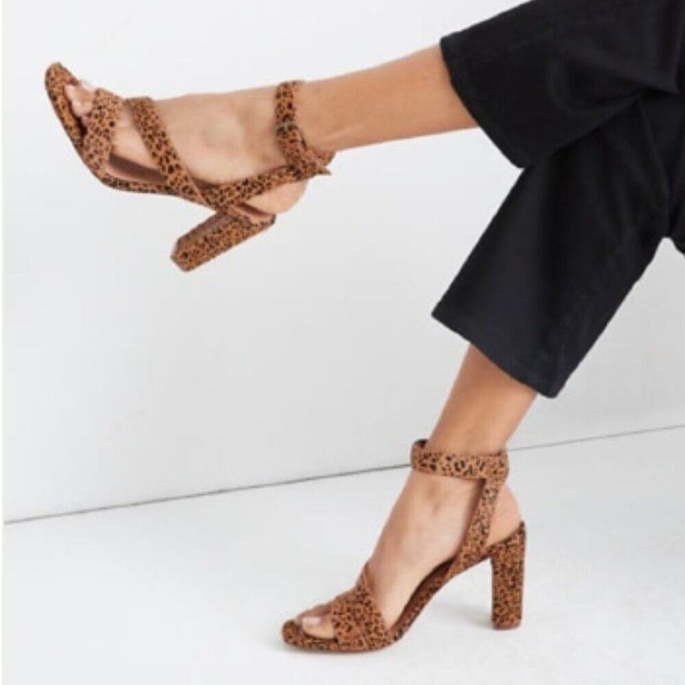 Madewell Brown Liv Leopard Calf Hair Sandals - size 8.5